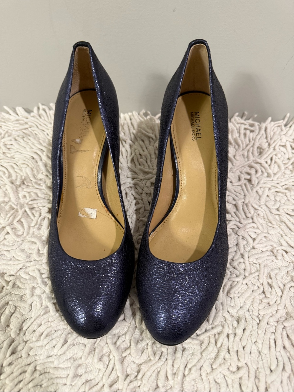 Michael Kors Glitter Navy Almond-Toe Heels
